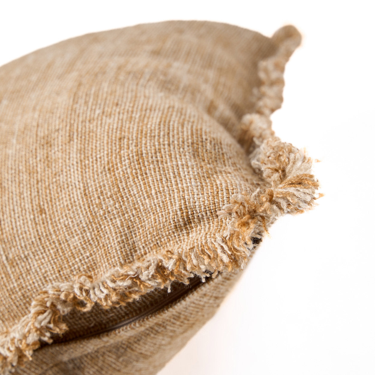 SAHARA Naturbrunt Linné Kuddfodral med Fransar - Bohemiskt Charm - CasaCle